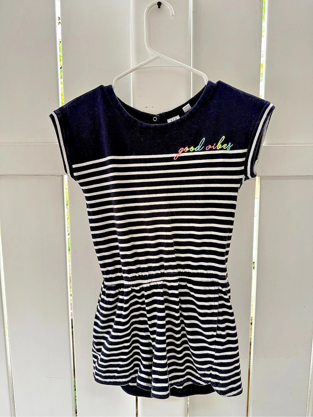Gap Girls Striped Romper with shorts Navy Blue & White Size Large